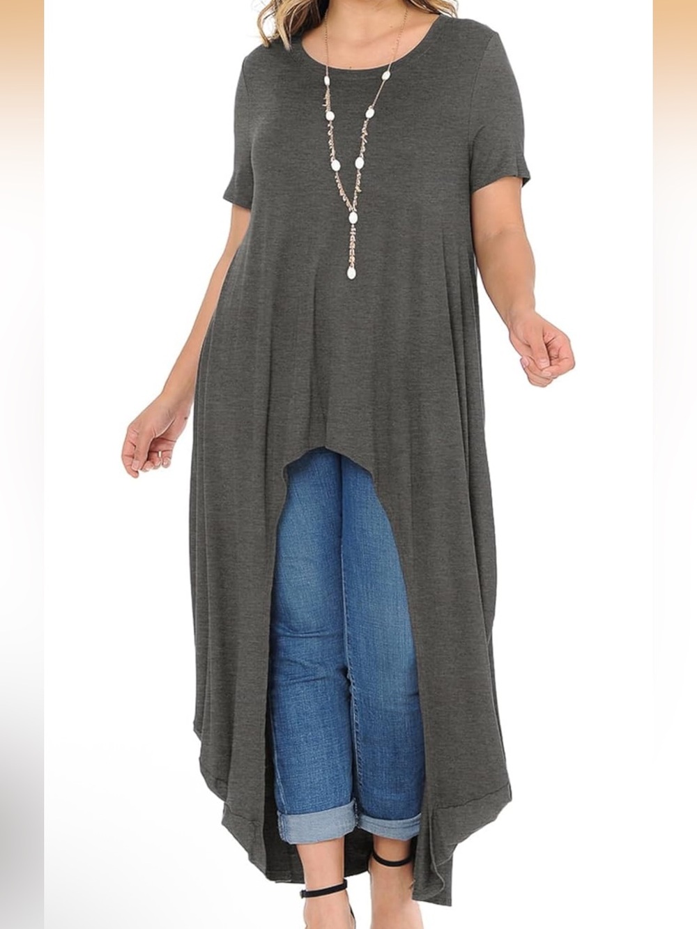 Pastels by Vivienne Women's Charcoal High-Low Split shirt/ dress